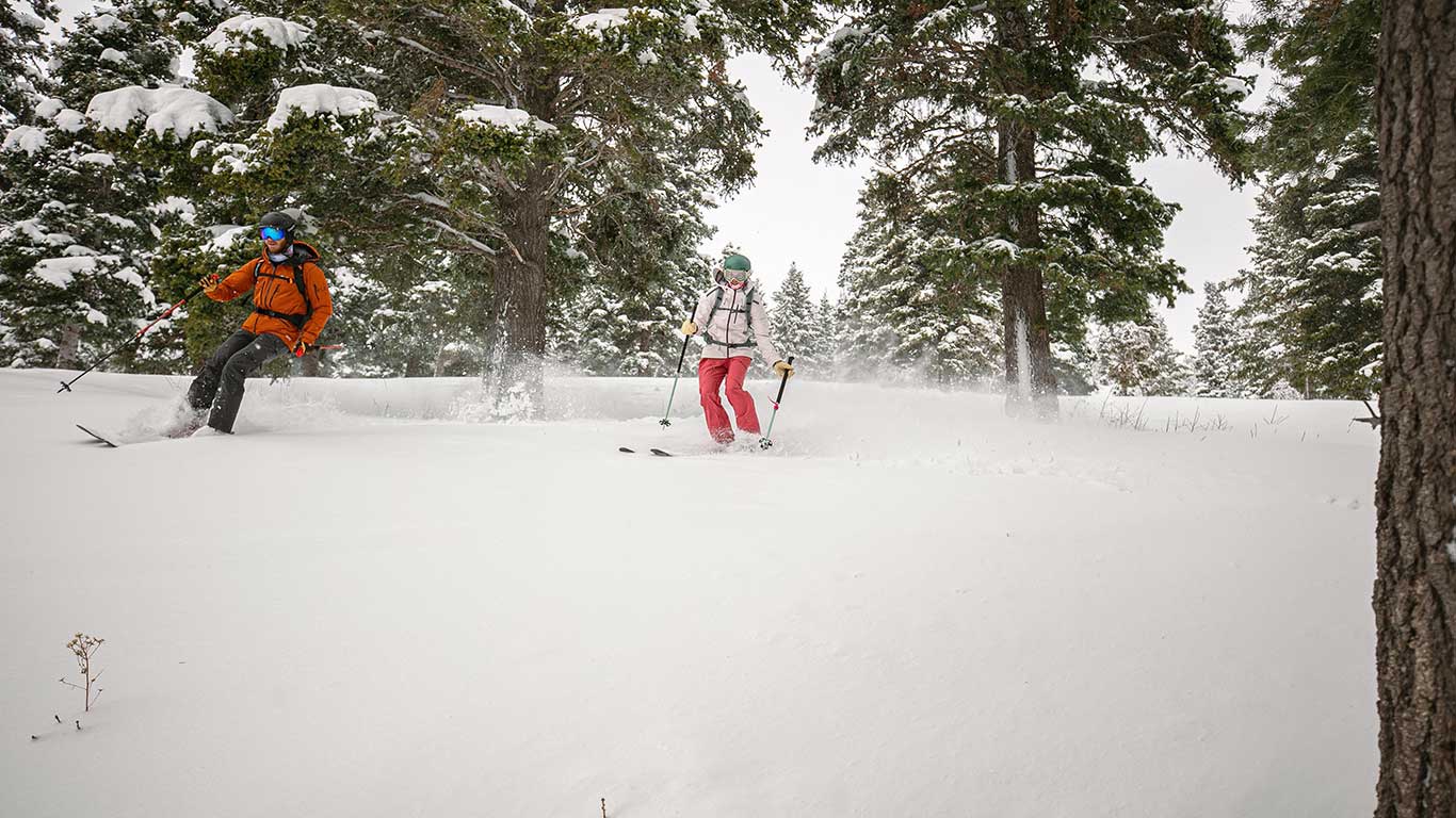 White Pine Guide leading a Nordic ski lesson at the White Pine Nordic Center in Park City, UT.