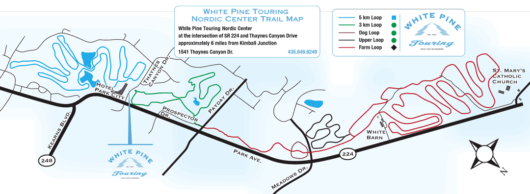 Cross Country Ski Track Trail Map from White Pine Touring in Park City, Utah