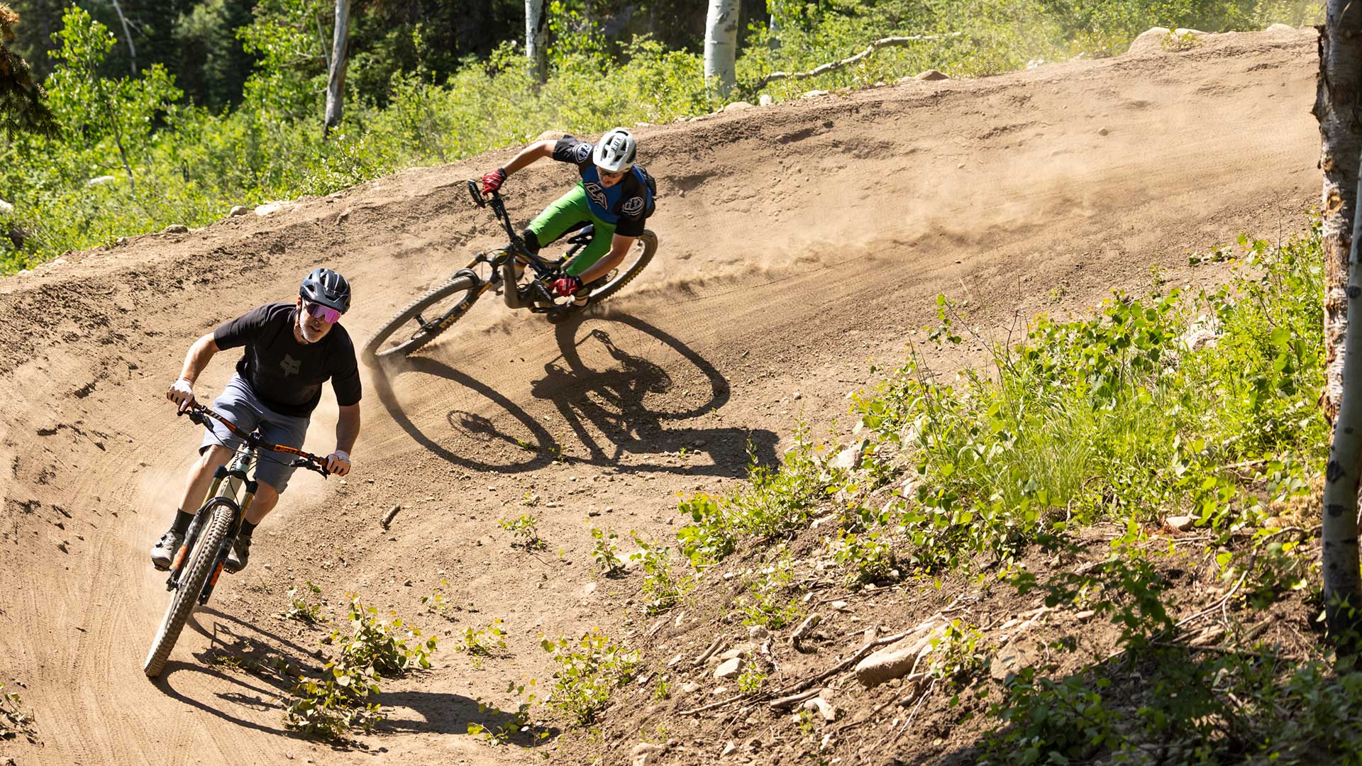 White Pine Touring Guide leading a mountain bike clinic in Park City, UT.