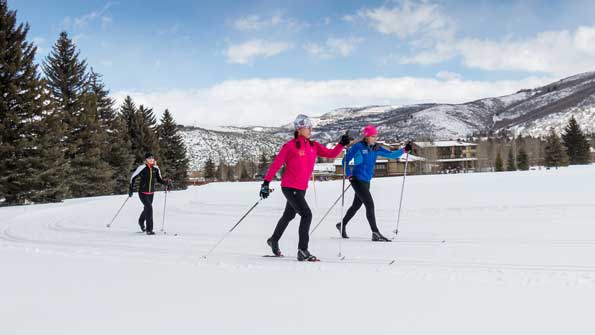 White Pine Touring guides leading a Nordic Classic lesson in Park City, UT